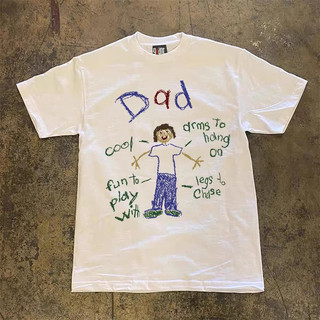 Áo Phông Nam Nữ Cổ Tròn Phối Họa Tiết DAD Phong Cách Đáng Yêu, Chất Vải Cotton Khô Mềm Mại Thấm Hút Mồ Hôi Tốt