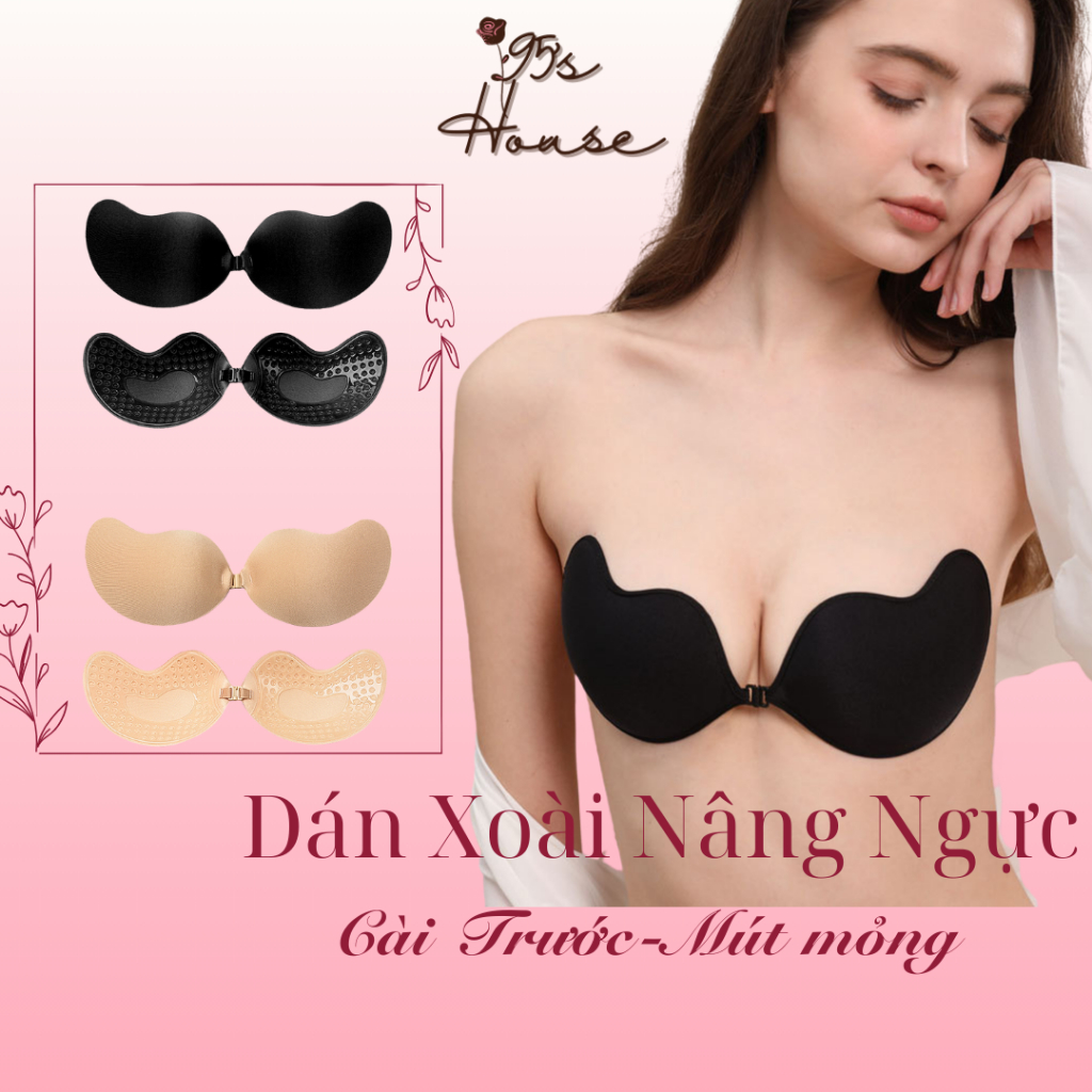 Miếng dán nâng ngực cài trước tạo khe, Áo dán hình xoài mút mỏng mặc áo váy hở lưng vai DN03M [95's House]