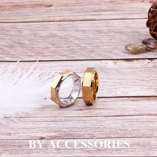 Nhẫn nam titan kiểu nhám phẳng vát cạnh bát giác trơn không gỉ MR2314 BY ACCESSORIES