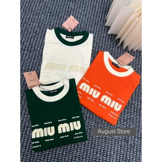 Áo Phông Miumiu Thun Ngắn Tay Chữ Nổi Basic Dáng Thường Form Vừa Babytee Cao Cấp