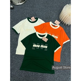 Áo Phông Miumiu Thun Ngắn Tay Chữ Nổi Basic Dáng Thường Form Vừa Babytee Cao Cấp