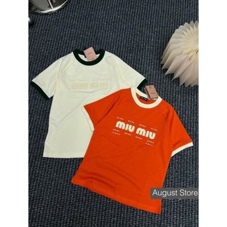 Áo Phông Miumiu Thun Ngắn Tay Chữ Nổi Basic Dáng Thường Form Vừa Babytee Cao Cấp