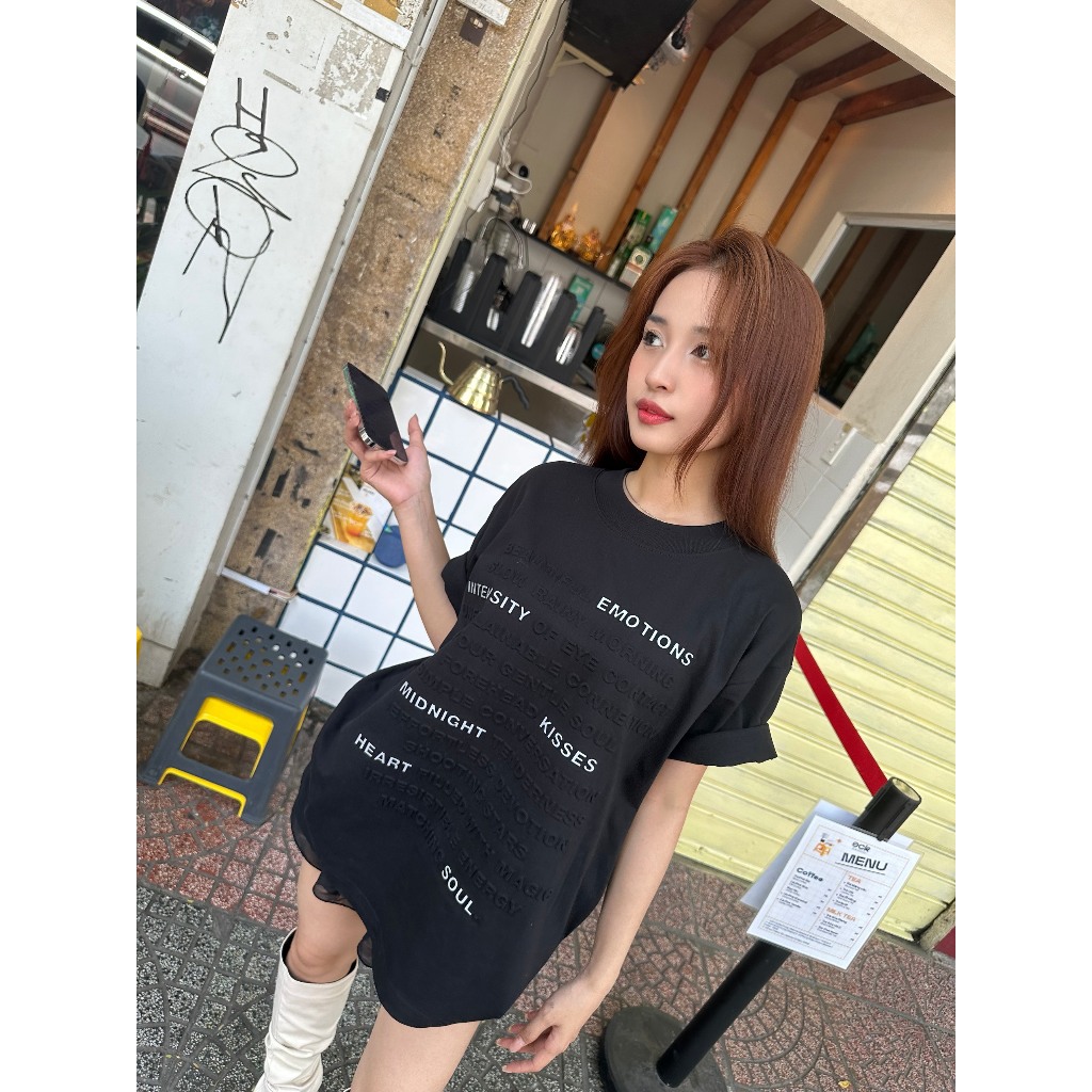 Ảnh Áo Thun Cảm Xúc In Nổi, Phản Quang Màu Đen - Brand TSUN Chính Hãng - Emotions Tee Black - Unisex 3