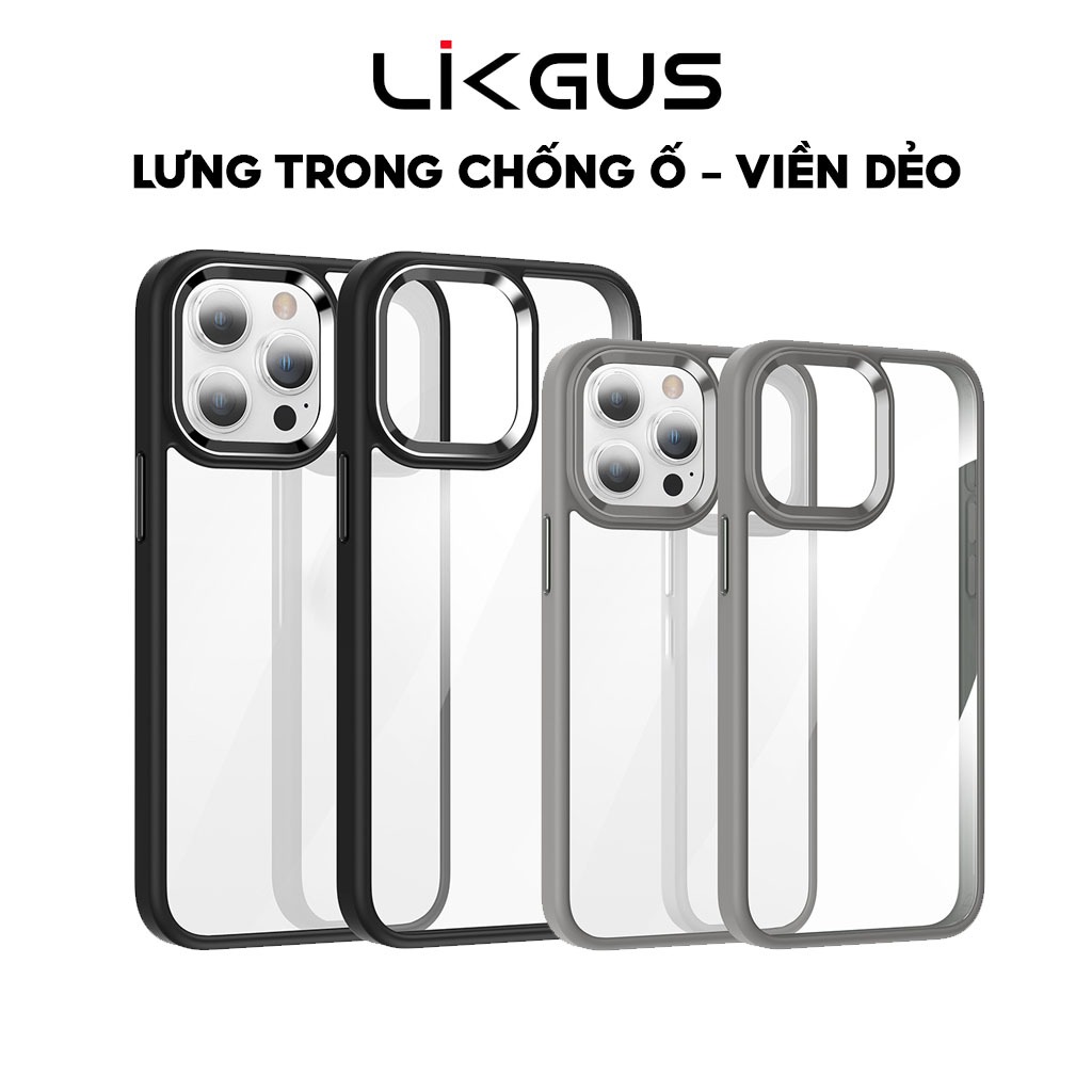 Ảnh Ốp Lưng Trong Cứng Likgus Chống Ố Vàng Dùng Cho IP 12-13-14-15-Pro-Plus-Promax - Viền Gờ Cam Kim Loại Siêu Đẹp 1