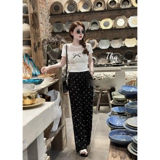 Áo thun tay cộc phối lưới  dáng basic nơ trước ngực
