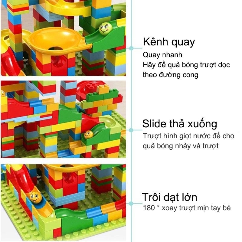 Bộ đồ chơi xếp hình cầu trượt thả bi cho bé bộ 168 chi tiết cao cấp và an toàn cho bé thỏa sức sáng tạo