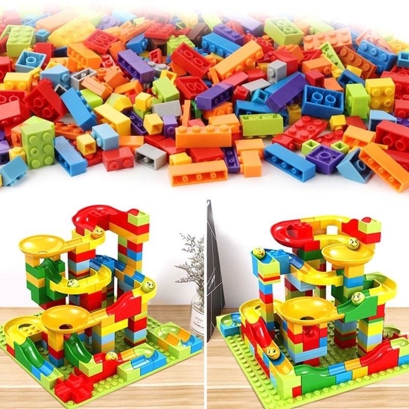 Bộ ghép hình cầu trượt , bộ ghép hình thả bi cho bé , bộ ghép hình 336 chi tiết thỏa sức cho bé sáng tạo