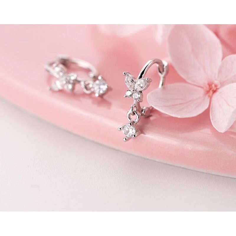Khuyên Tai Bướm Đá CRYSTAL BUTTERFLY DROP HOOP JetanX (1 chiếc)