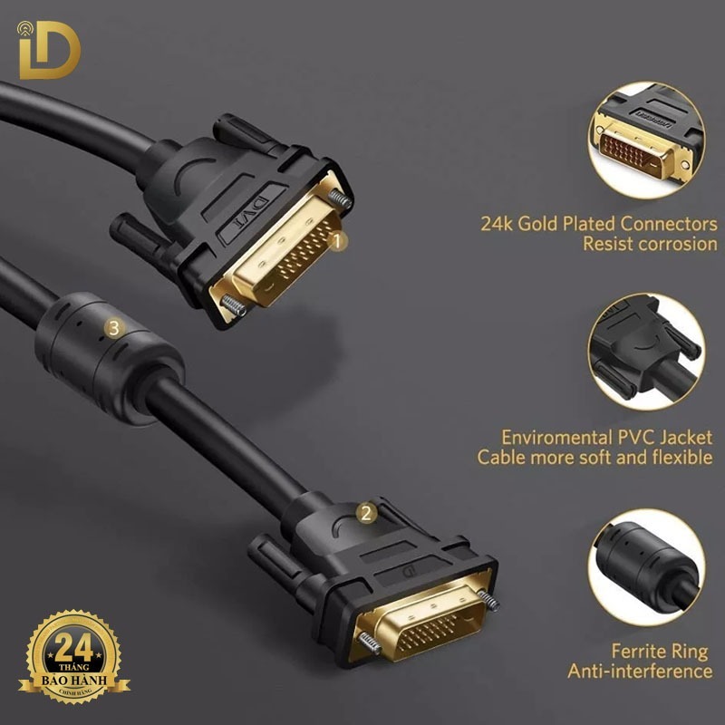 Cáp DVI Chất Lượng 1.5m – Đảm Bảo Truyền Tín Hiệu Ổn Định và Hình Ảnh Full HD 1080P