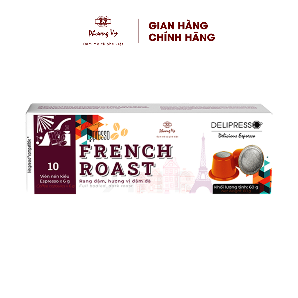 Ảnh Cà Phê Viên Nén NHỎ Delipresso Capsules phù hợp máy Nespresso hộp 10 viên x 6g tiện lợi, Phương Vy Coffee 1