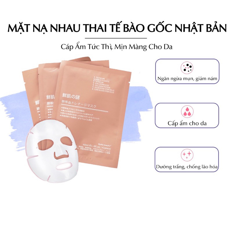 Combo 5 miếng Mặt nạ rwine beauty Mặt Nạ Nhau Thai Cừu Cuống Rốn Tế Bào Gốc Nhật Bản IS114