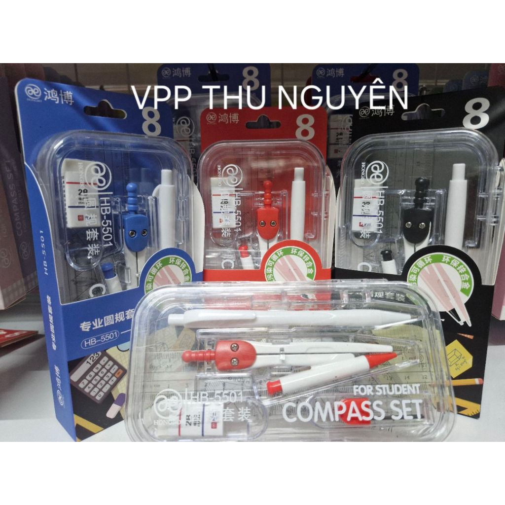 Bộ dụng cụ học tập 8 món compa eke thước kẻ, bộ đồ dùng toán học-BỘ EKE ...