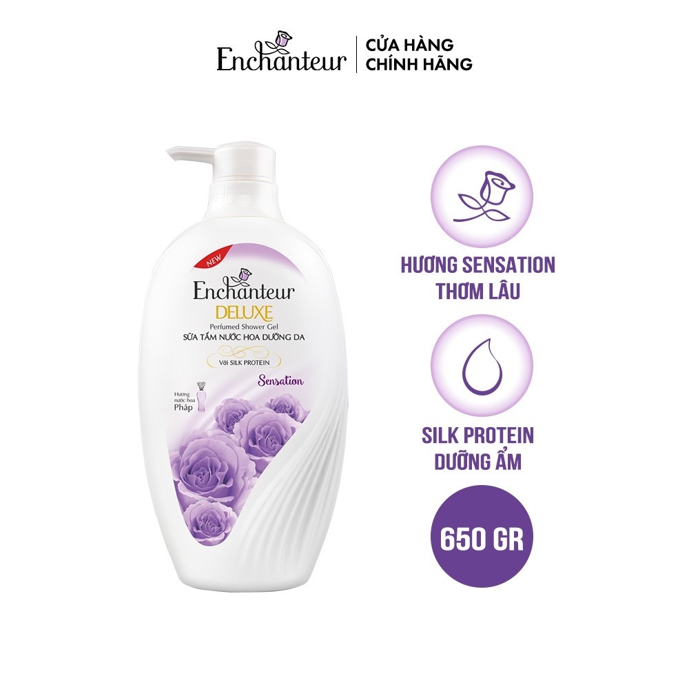 Sữa tắm hương nước hoa dưỡng da thơm mịn Enchanteur Deluxe 650g