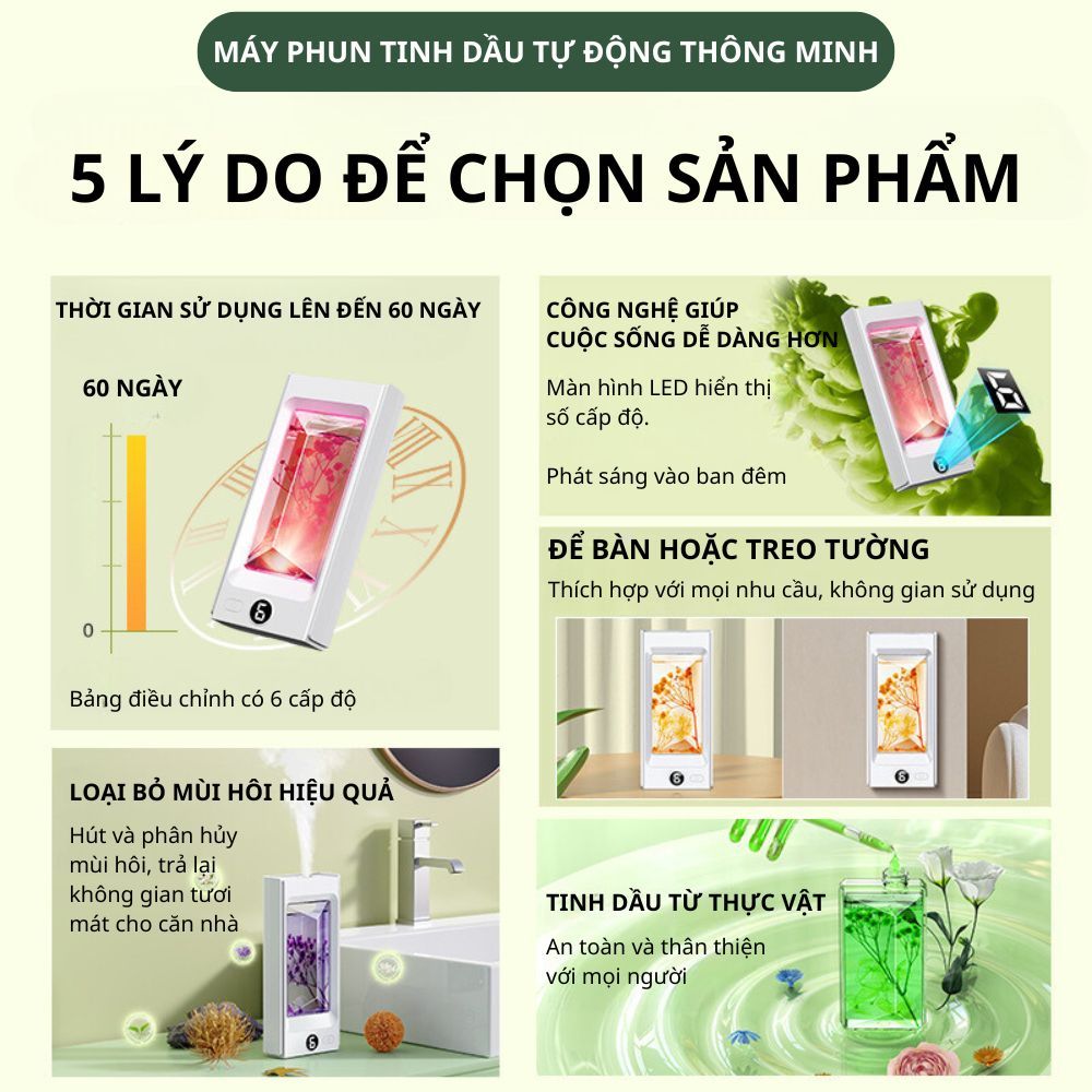 Máy Xịt Thơm Phòng Tự Động Varomas Máy Phun Tinh Dầu Thơm Phòng Khuếch Tán Tinh Dầu Phòng Ngủ Khử Mùi KT97