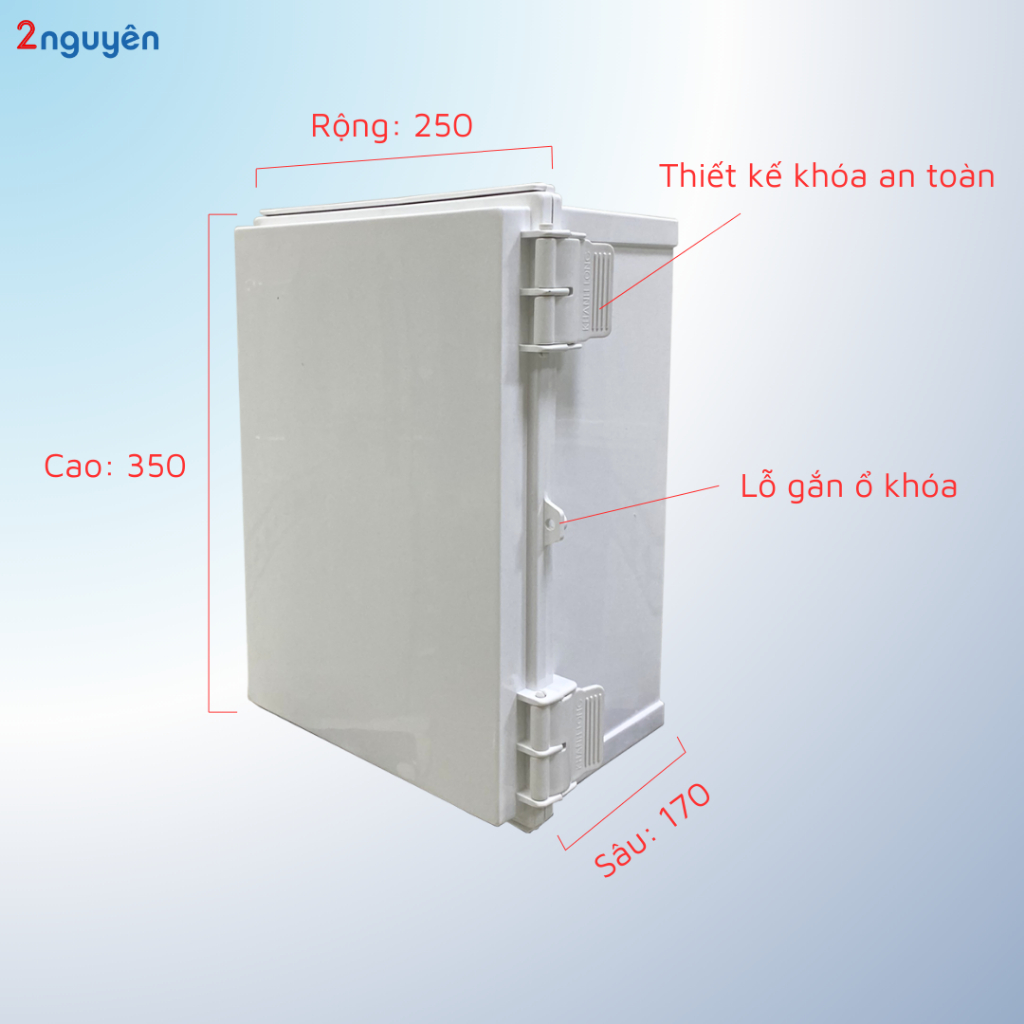 TỦ ĐIỆN NHỰA KÍN NƯỚC 250x350x170 KYE – CHỐNG BỤI, CHỐNG NƯỚC, BỀN BỈ NGOÀI TRỜI
