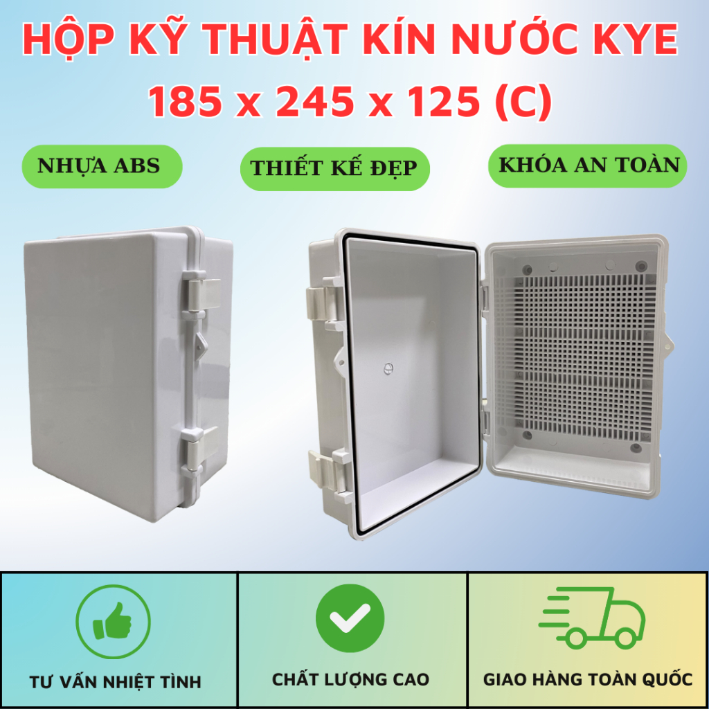Vỏ tủ điện nhựa ABS 185x245x125 - Sử dụng trong nhà & ngoài trời