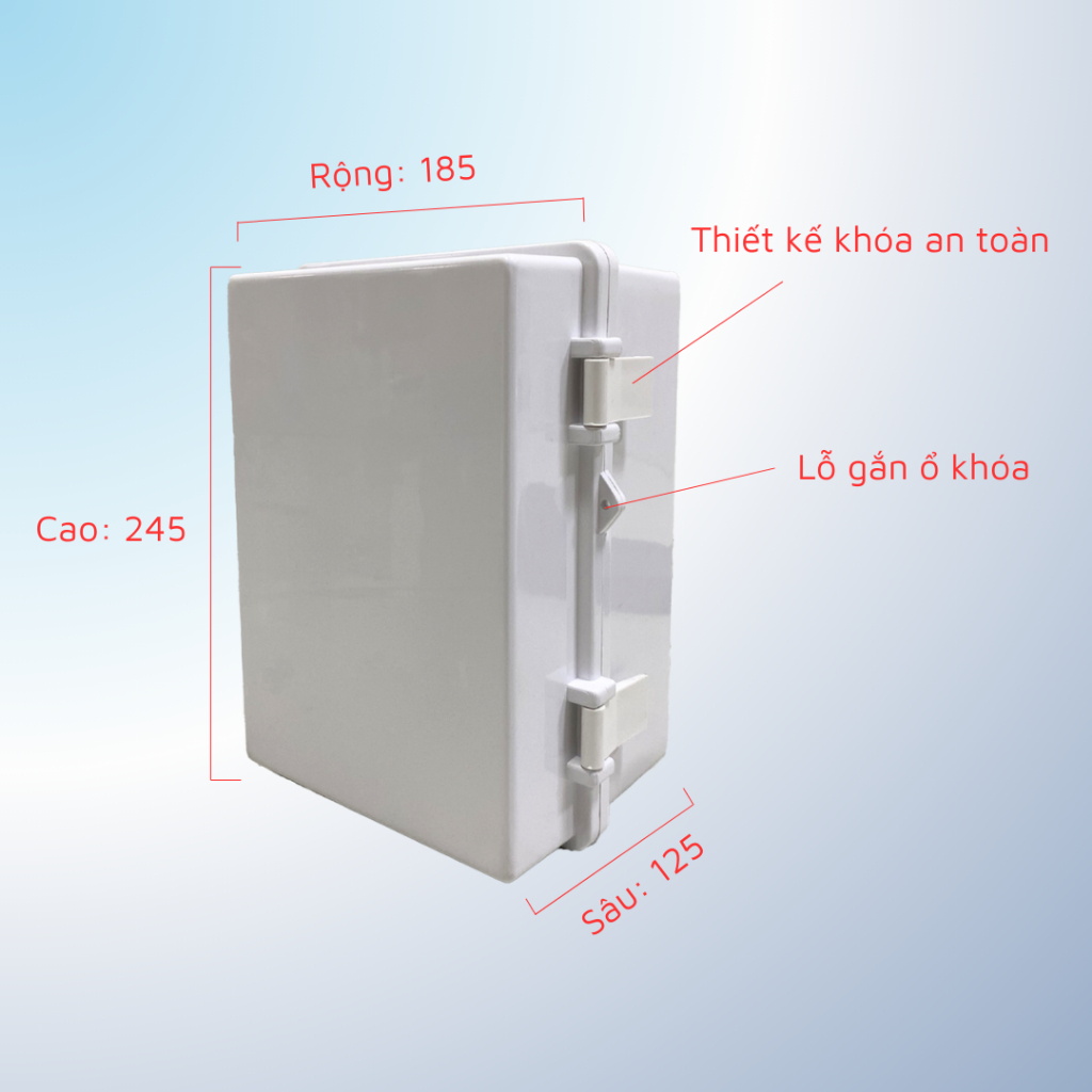 Vỏ tủ điện nhựa ABS 185x245x125 - Sử dụng trong nhà & ngoài trời