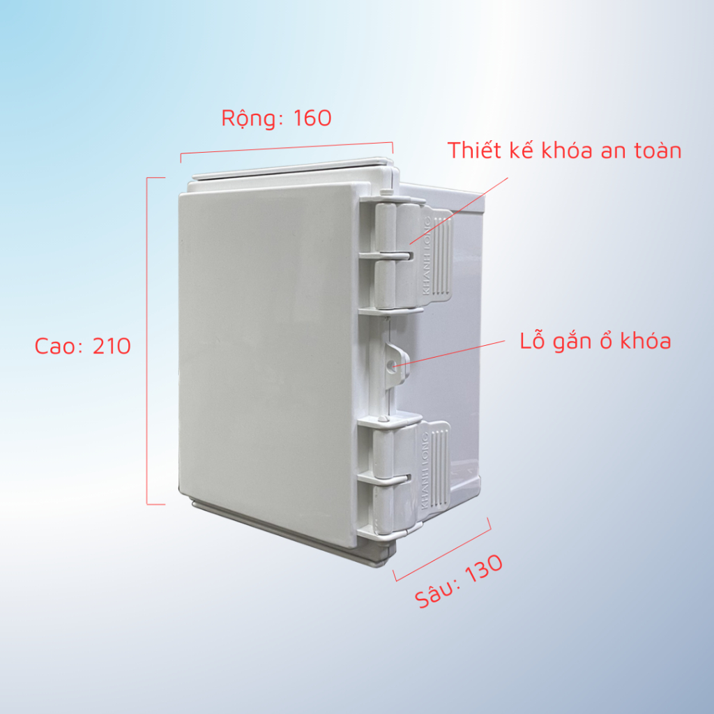 Vỏ tủ điện tủ nhựa KYE 160x210x130 bền bỉ sử dụng ngoài trời trong nhà