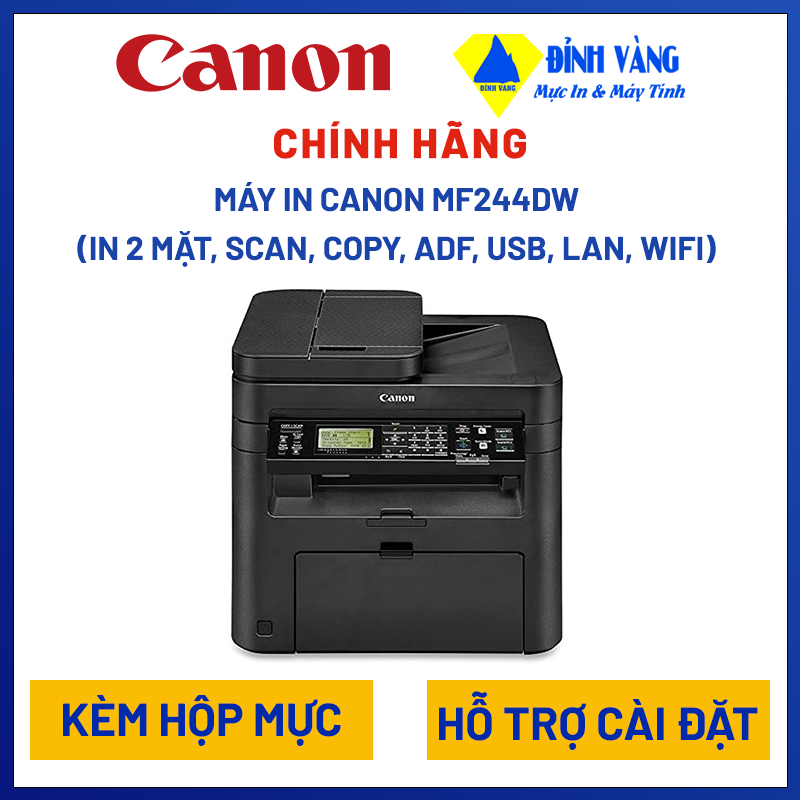 Máy In Canon MF244DW (In 2 Mặt, Scan, Copy, Khay ADF, USB, LAN, Wifi
