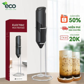 Máy đánh trứng mini ECO, Máy tạo bọt cà phê cầm tay nhựa ABS, inox 304 cao cấp có giá đỡ