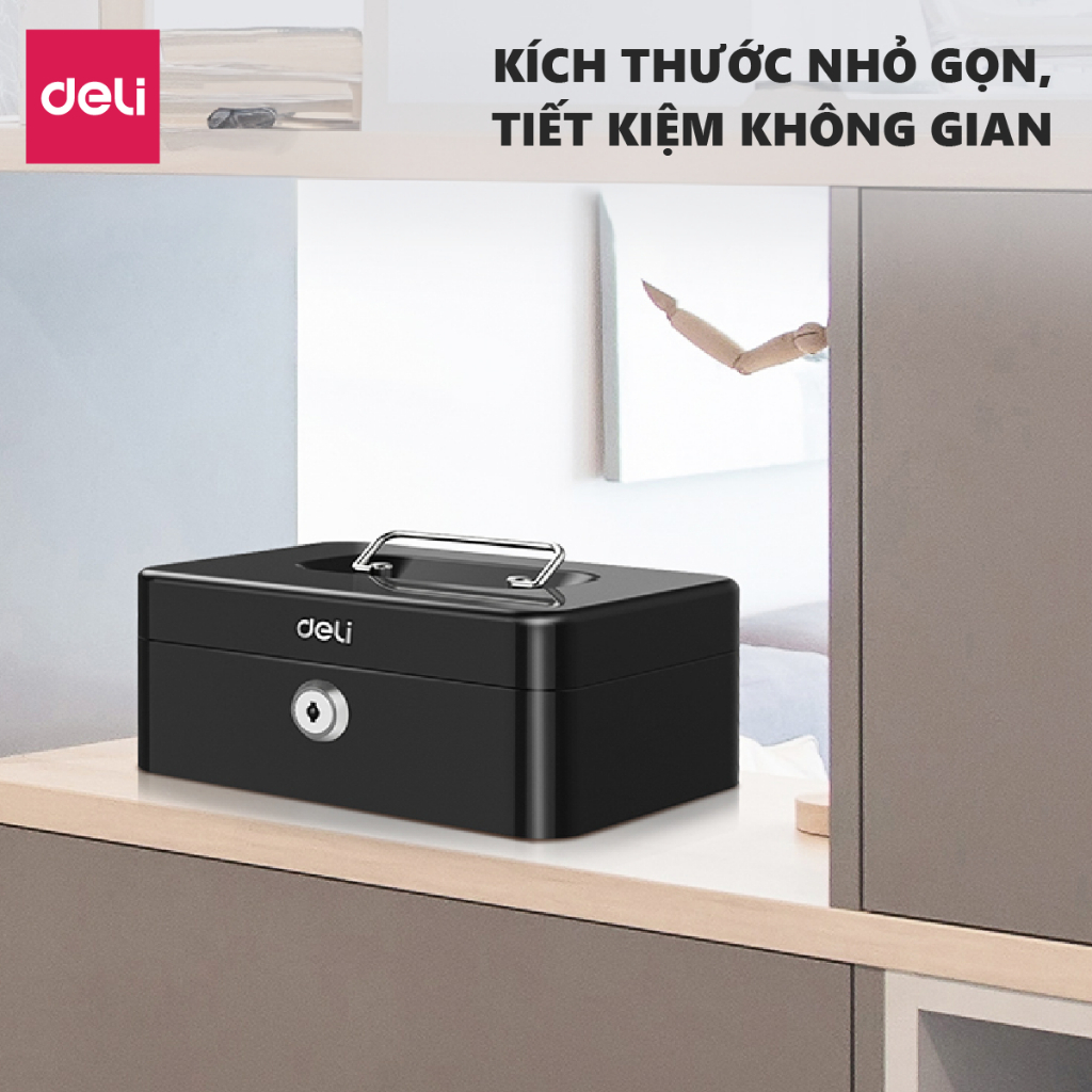 Hộp Đựng Tiền Kim Loại Deli Hộp Đựng Trang Sức Nhiều Ngăn Bảo Vệ Tài Sản, Thiết Bị Nhà Cửa Văn Phòng