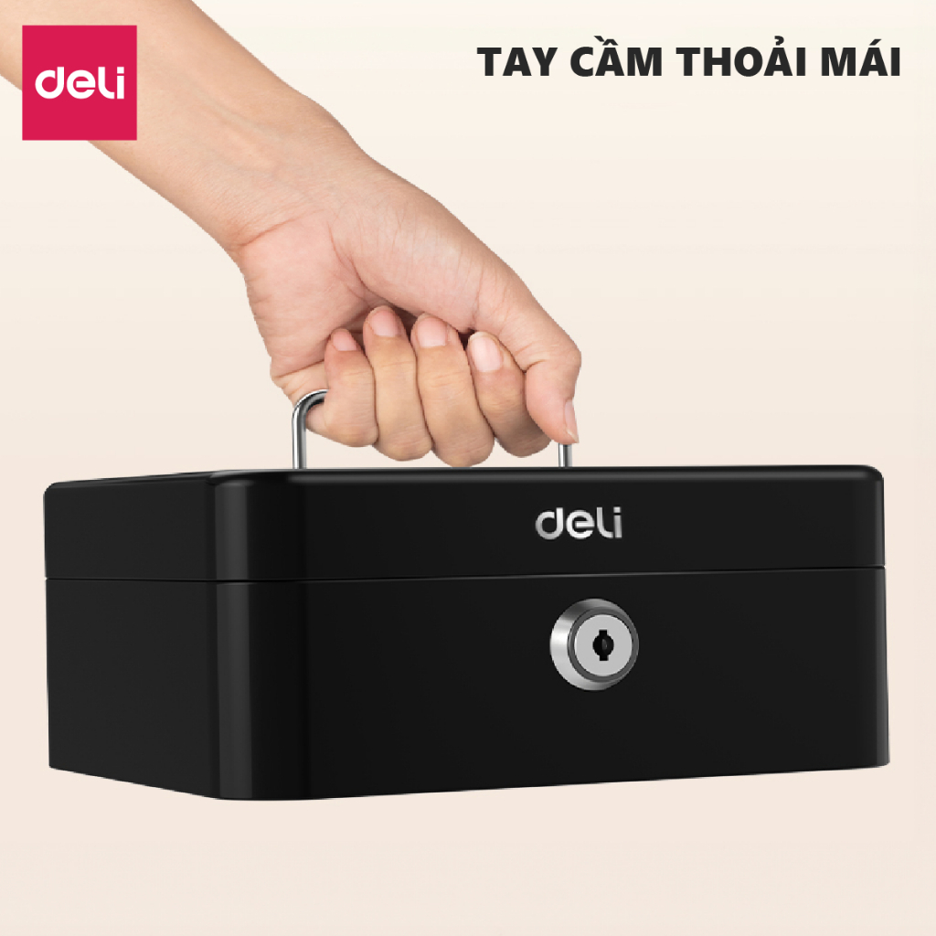 Hộp Đựng Tiền Kim Loại Deli Hộp Đựng Trang Sức Nhiều Ngăn Bảo Vệ Tài Sản, Thiết Bị Nhà Cửa Văn Phòng