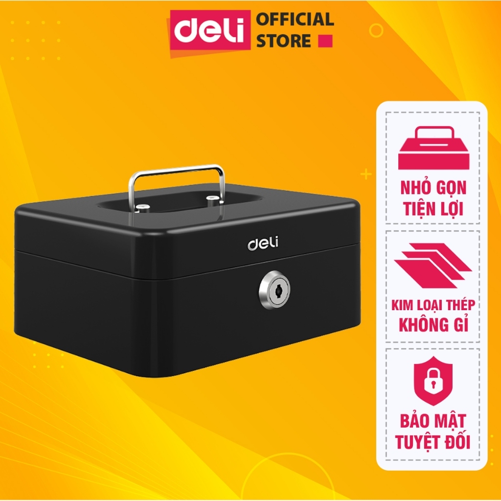 Hộp Đựng Tiền Kim Loại Deli Hộp Đựng Trang Sức Nhiều Ngăn Bảo Vệ Tài Sản, Thiết Bị Nhà Cửa Văn Phòng