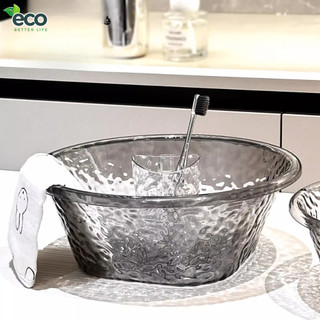 Chậu rửa mặt trong suốt vân kim cương ECO chất liệu nhựa Acrylic, Chậu nhựa, Thau nhựa có móc treo