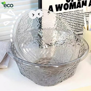 Chậu rửa mặt trong suốt vân kim cương ECO chất liệu nhựa Acrylic, Chậu nhựa, Thau nhựa có móc treo