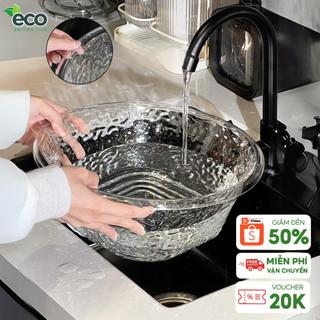 Chậu rửa mặt trong suốt vân kim cương ECO chất liệu nhựa Acrylic, Chậu nhựa, Thau nhựa có móc treo