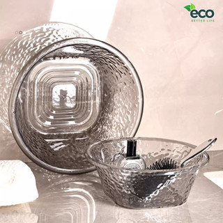 Chậu rửa mặt trong suốt vân kim cương ECO chất liệu nhựa Acrylic, Chậu nhựa, Thau nhựa có móc treo