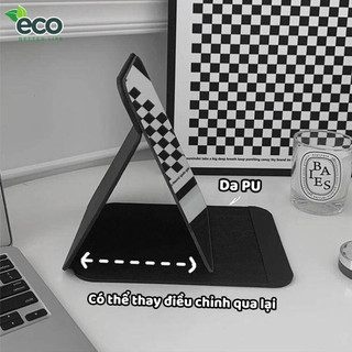 Gương để bàn ECO bằng da PU có thể gấp gọn, gương da đen gấp để bàn văn phòng, học sinh mang du lịch