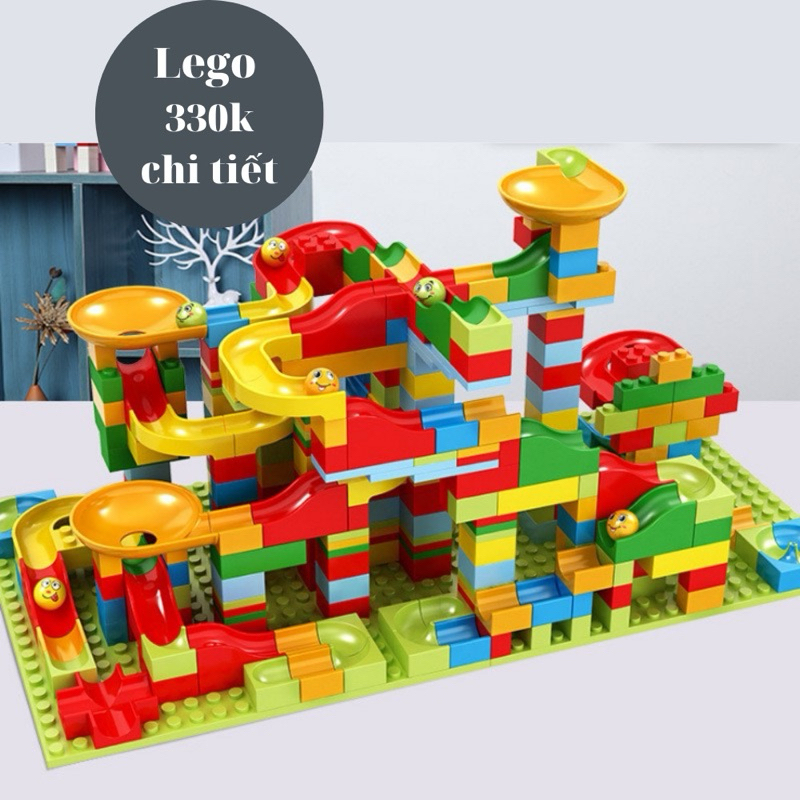 Bộ ghép hình cầu trượt , bộ ghép hình thả bi cho bé , bộ ghép hình 336 chi tiết thỏa sức cho bé sáng tạo