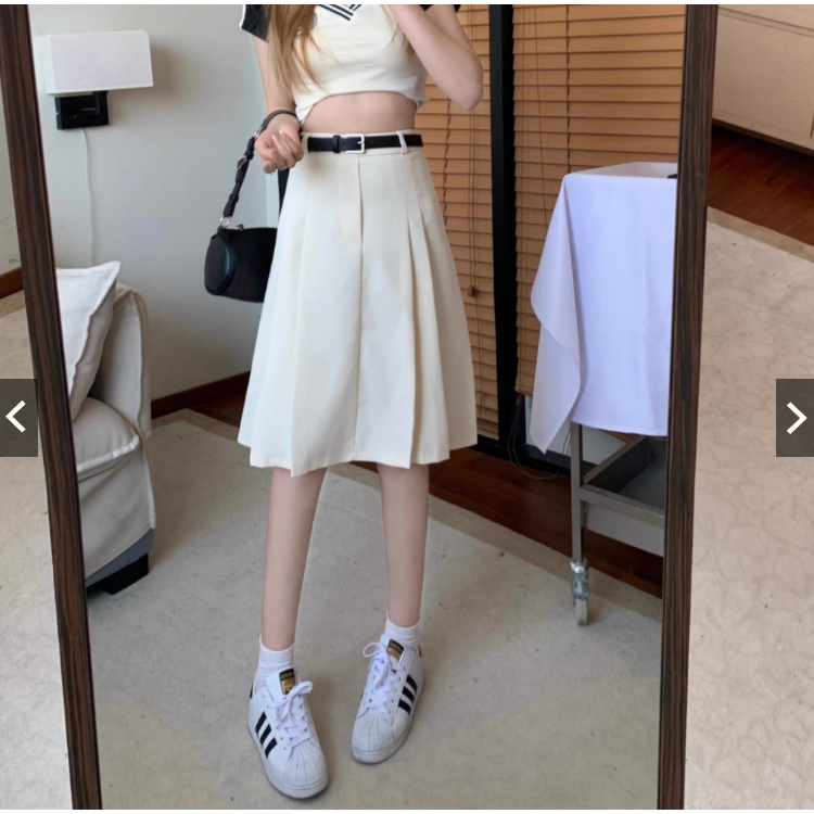 Chân Váy Chữ A Xếp Ly Phong Cách Hàn Quốc Kèm Đai Da (Tặng Kèm)_SHOPNGOCTRANG10_Thời Trang Công Sở 2024_CV124NT
