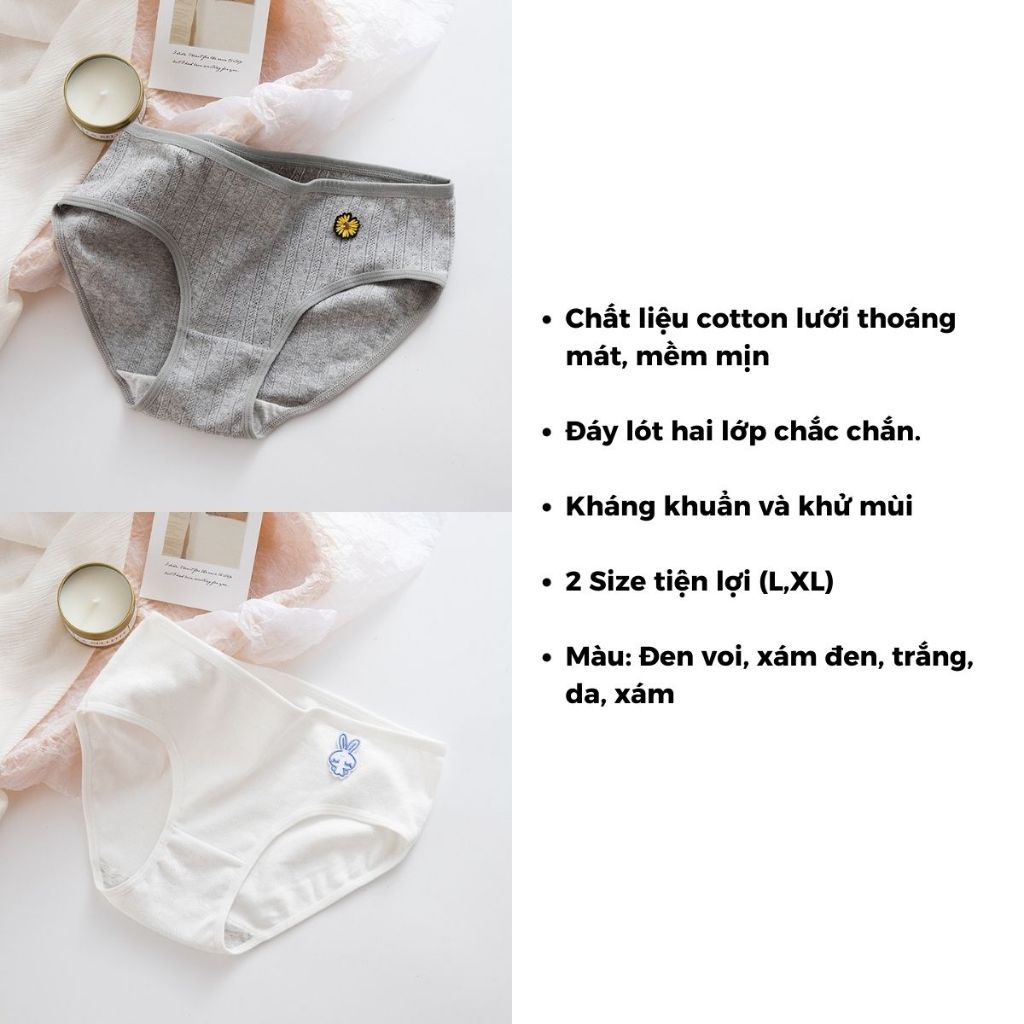 [XẢ HÀNG] - Quần lót nữ cotton kháng khuẩn item dễ thương đáy may chắc chắn cạp vừa tôn dáng LANIXA