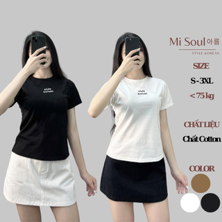 Áo Thun Babytee Thêu Ngực Style Korean, Áo Thun Cộc Tay Cổ Tròn Thêu Bigsize Misoul 279