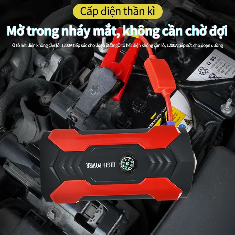 Bộ kích điện khẩn cấp xe hơi cao cấp, dung lượng cao đa năng-Sạc dự phòng-Đèn LED-SJ0095
