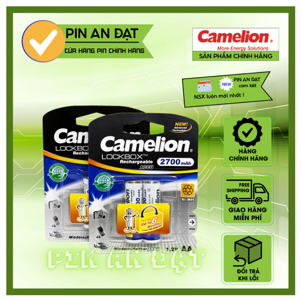 PIN SẠC AA 2700 Pin 2a (1.2 V) 2 viên /vỉ camelion hàng chính hãng ...