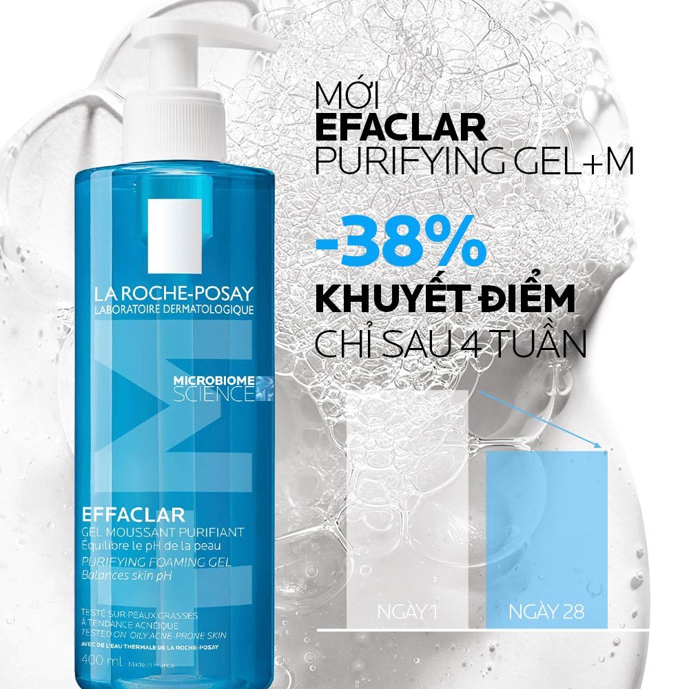 Gel Rửa Mặt La Roche-Posay Effaclar Moussant Purifiant Tạo Bọt Cho Da Dầu, Nhạy Cảm 400ml