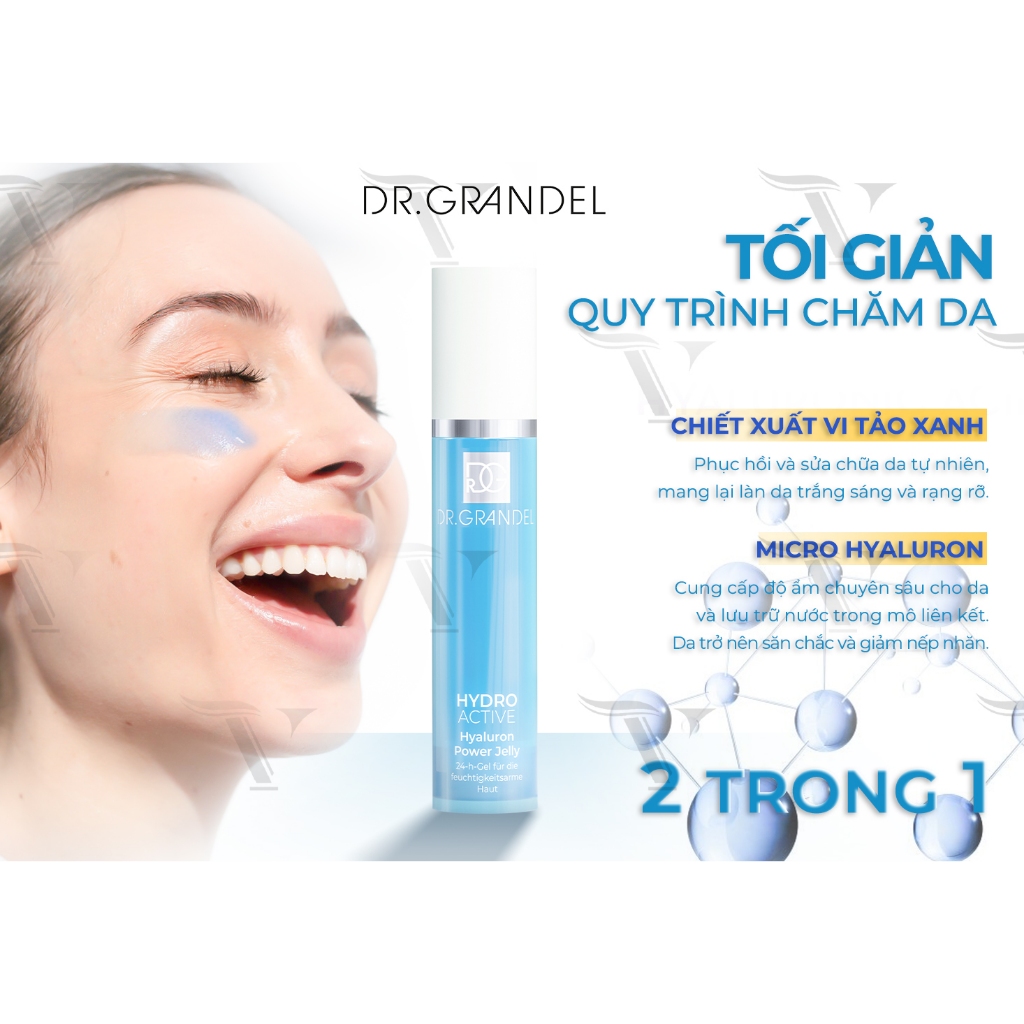 Gel Dưỡng 24h Cấp Ẩm, Làm Mát tức thì cho Da Khô rát Dr. Grandel Hyaluron Power Jelly 50ml