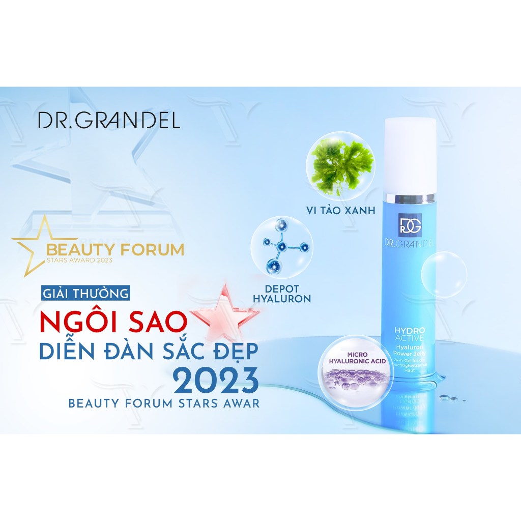 Gel Dưỡng 24h Cấp Ẩm, Làm Mát tức thì cho Da Khô rát Dr. Grandel Hyaluron Power Jelly 50ml