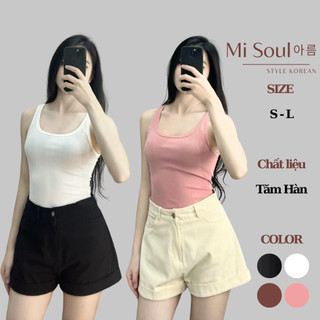 Áo 3 Lỗ Có Mút Ngực Chất Liệu Tăm Hàn Siêu Mát Ôm Body BigSize, Áo 2 Dây Bản To Thun Form Ôm MiSoul 288 - 304