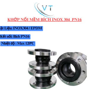 Khớp nối mềm cao su EPDM mặt bích Inox 304 tiêu chuẩn PN16 - Khớp chống rung chịu áp lực cao DN200 (8 Inch), DN250