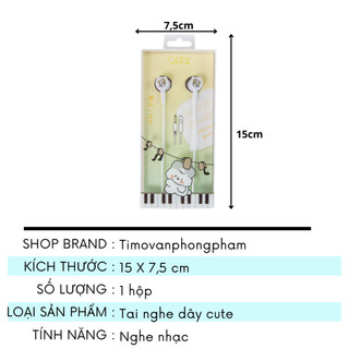 Headphone Có Dây Tai Nghe Nhạc Dùng Cho Điện Thoại In Ear Cute Timo DDK23