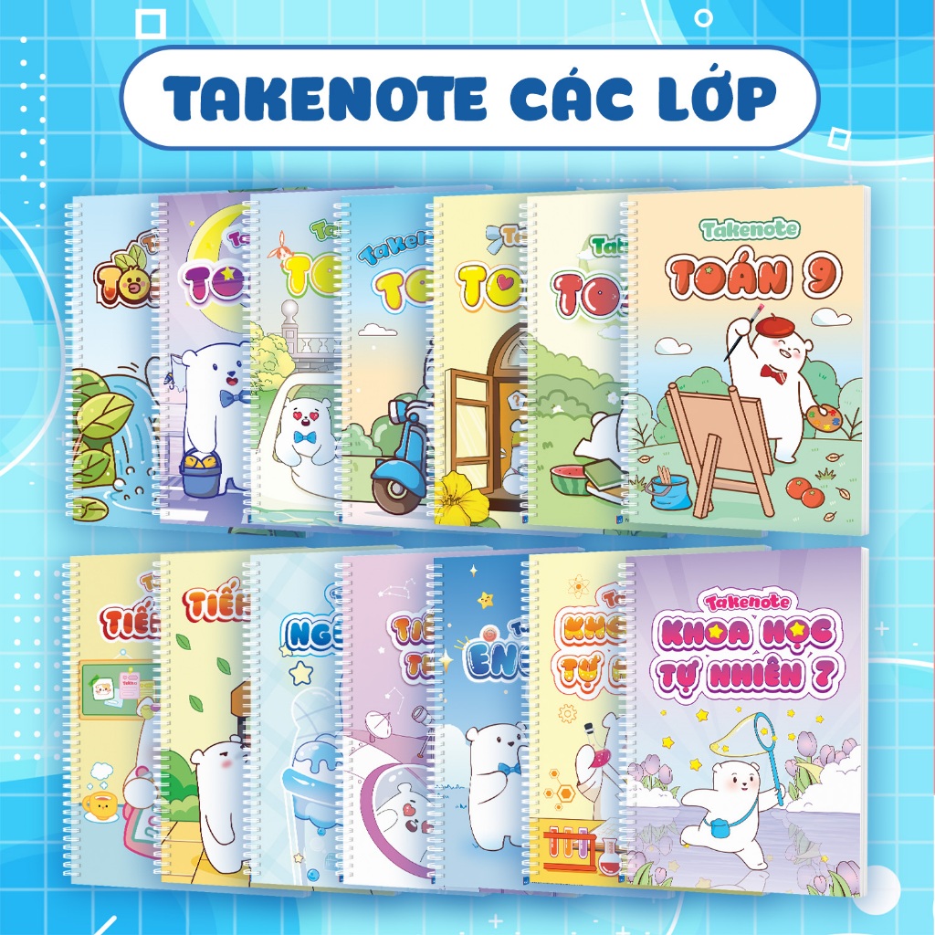 Sách - Sổ Takenote Các Lớp Toán, Ngữ Văn, Tiếng Anh, Khoa Học Tự Nhiên ...