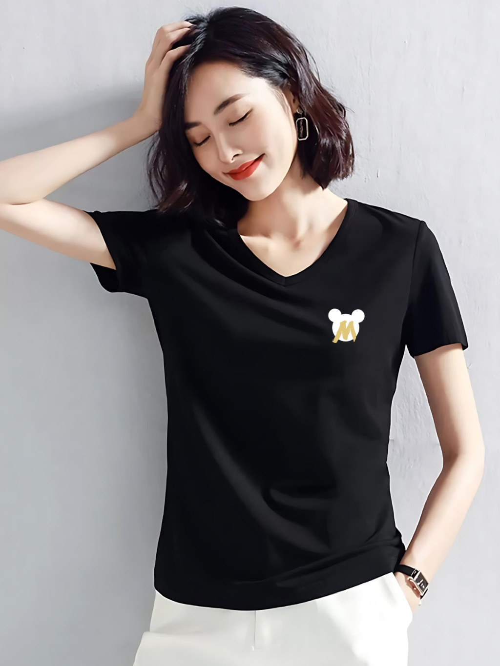 Ảnh Áo phông nữ cổ tim form vừa - Áo thun LOZA cổ - G0166 1
