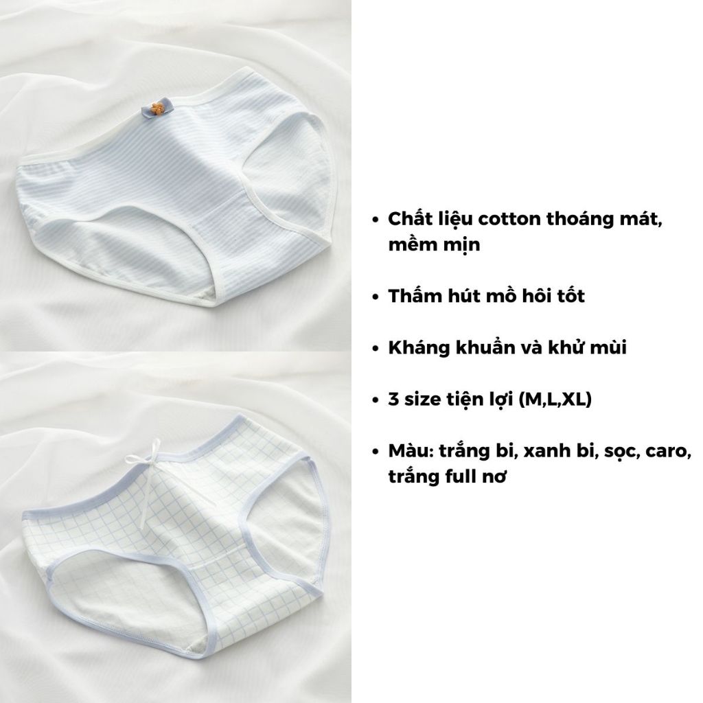 Quần lót thun cotton nữ hoạ tiết dễ thương cạp vừa tôn dáng đáy may hai lớp kháng khuẩn LANIXA L8030