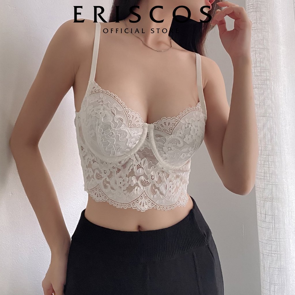 Áo Bra Ren Nữ Corset Ren Sexy Bralette 2 Dây Gợi Cảm Mềm Mại Áo Lót Ren Có Gọng Nâng Ngực Mút Mỏng Rời Eriscos