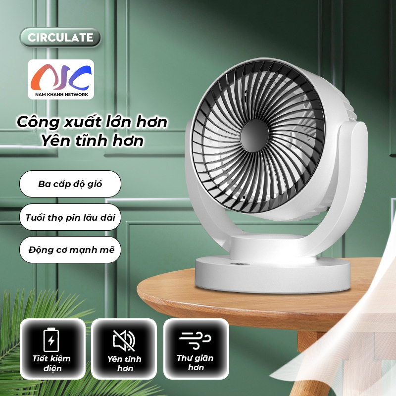 Quạt tích điện để bàn,Quạt tích điện cao cấp NKC8, Cách quạt xoắn ốc – Động cơ mạnh mẽ