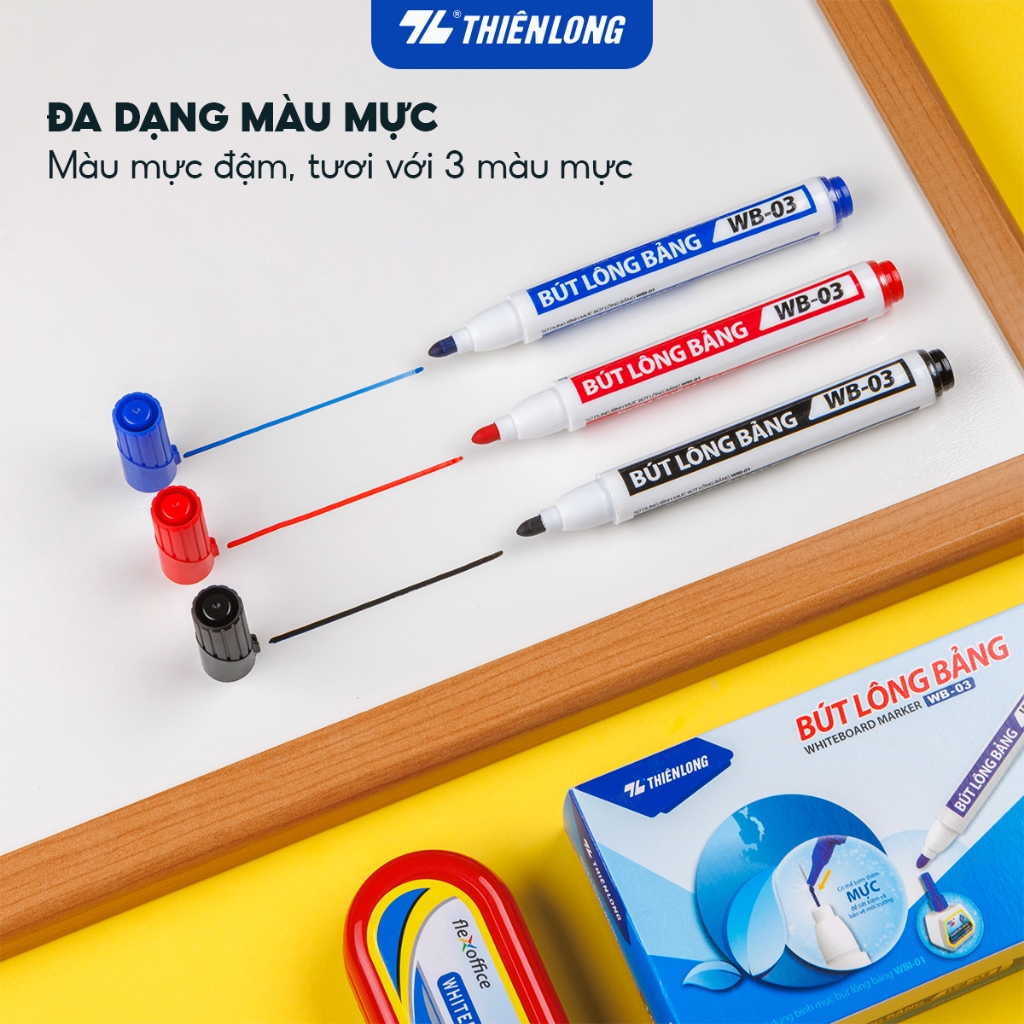 Ảnh Combo 5/10/20 Bút lông bảng Thiên Long WB-03 - Bút dạ viết bảng trắng xoá được, đầu bút viết êm trơn 3